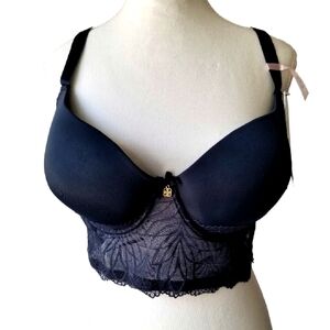 NWT Daisy Fuentes Sexy Long Line Pushup Padded Lacey Underwire Bra 40D, 40C